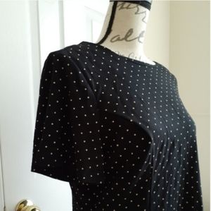 Black Swiss Dot Short- Sleeved Shift